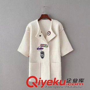 5-6號新款 韓版新款 翻領粗針編織字母貼布針織毛衣背心女馬甲開衫外套上衣