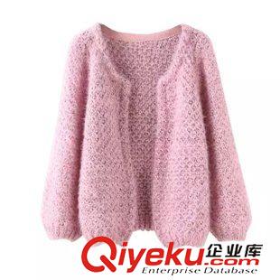 7-8號(hào)新款 秋冬新款女 馬海毛菱形圓領(lǐng)長(zhǎng)袖后背鏤空針織衫套頭衫女