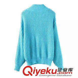 9-10號新款 秋新款女 潮流款顯瘦 V領(lǐng)露肩兩穿寬松大棒針毛衣套頭蝙蝠女上衣原始圖片3