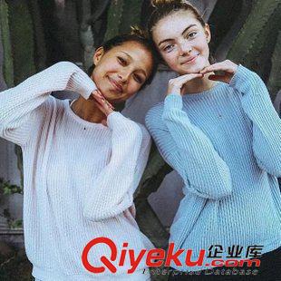 17-18號(hào)新款 秋冬新款 歐美大牌BM款圓領(lǐng)長(zhǎng)袖寬松針織套頭毛衣純色百搭休閑女原始圖片3