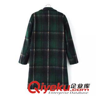 17-18號(hào)新款 歐美大牌秋冬新款女 翻領(lǐng)寬松格子毛呢外套呢子大衣中長(zhǎng)款女上衣原始圖片2