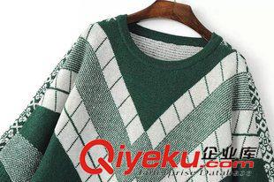 19-20號新款 秋冬新款女 幾何提花蝙蝠袖斗篷流蘇套頭針織毛衣女寬松毛衣上衣原始圖片3