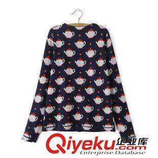 19-20號新款 歐美風(fēng)秋冬新款女 茶壺提花女士長袖圓領(lǐng)針織開衫毛衣女上衣原始圖片2