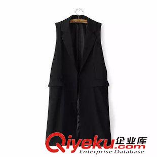 19-20號(hào)新款 歐美dp女裝 長款純色女士西裝馬甲背心開衫外套女上衣原始圖片3
