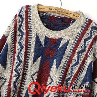 21-22號(hào)新款 歐美民族風(fēng)幾何菱形提花斗篷蝙蝠衫女套頭針織毛衣女原始圖片3