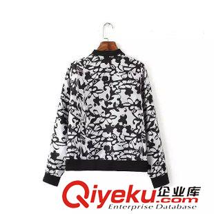 25-26號(hào)新款 歐美風(fēng)dp秋季新款女 涂鴉印花薄款立領(lǐng)夾克短外套女士休閑上衣原始圖片2