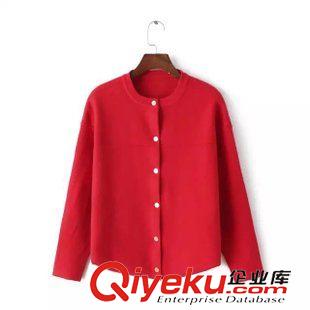 29-30號新款 韓國官網(wǎng)秋新款女 圓領(lǐng)寬松純色夾克細(xì)針織開衫外套女士短上衣原始圖片3