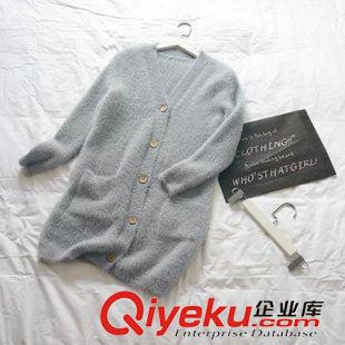 29-30號新款 歐美dp街頭時尚明星款 V領(lǐng)水貂絨木扣針織毛衣開衫外套女上衣原始圖片2