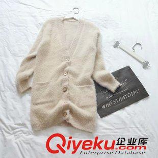 29-30號新款 歐美dp街頭時尚明星款 V領(lǐng)水貂絨木扣針織毛衣開衫外套女上衣原始圖片3