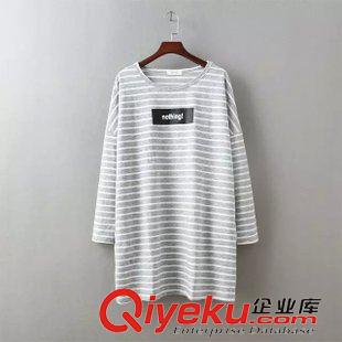 1-2號新款 學院風秋裝新款女裝 條紋字母印花長袖寬松棉T恤運動休閑衫女上衣原始圖片2