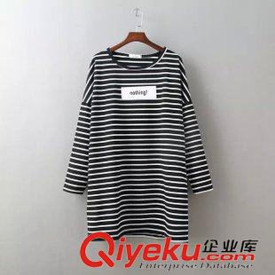 1-2號新款 學院風秋裝新款女裝 條紋字母印花長袖寬松棉T恤運動休閑衫女上衣原始圖片3