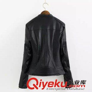 1-2號新款 歐美dpZA款 高品質立領絎繡收腰PU皮夾克機車皮衣外套女上衣原始圖片2