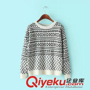 7-8號新款 歐美AA秋冬新款美國秋冬新款雙層提花加厚圓領(lǐng)套頭針織毛衣女上衣原始圖片2