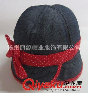 盆帽,漁夫帽 廠家批發(fā)定做蝴蝶結(jié)腰帶包邊牛仔盆帽時尚兒童牛仔漁夫帽遮陽帽子原始圖片3