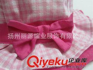 兒童帽 供應廠家直銷全棉女童蝴蝶結(jié)盆帽 格子布漁夫帽 朝陽格遮陽帽子原始圖片3