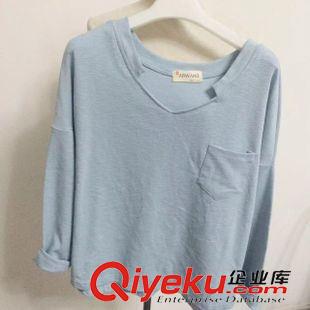 2015-08-31 2015秋季韓版后背可愛米奇卡通字母印花純色插肩加厚長袖套頭T恤