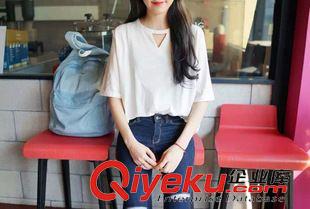 2015-05-22 2015夏季韓國(guó)東大門貼布笑臉短袖圓領(lǐng)棉質(zhì)女式T恤