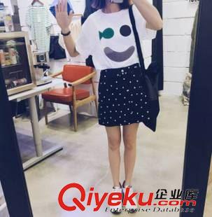 2015-05-22 2015夏季韓國(guó)東大門貼布笑臉短袖圓領(lǐng)棉質(zhì)女式T恤原始圖片2