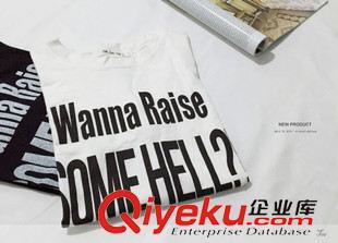 春夏季 2015韓版東大門時尚簡約大字母印花女式短袖圓領T恤棉質寬松原始圖片2