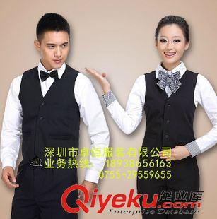 馬甲 廠家直供新款深綠色男女修身V領(lǐng)開胸超市、酒店制服原始圖片3