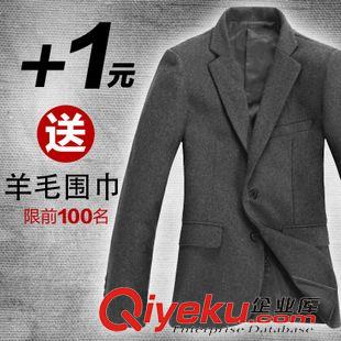 西 裝 CC秋冬男士休閑羊毛呢西服韓版小西裝男修身單西服男版外套 男原始圖片2