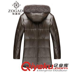 皮 衣 冬裝帶帽外套綿羊皮羽絨服 中長(zhǎng)款天鵝絨男士zp皮衣 Zogadi男式原始圖片3