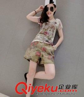 未分類 歐洲站2015新款時尚名媛套裝女夏修身短袖上衣+印花短褲兩件套潮原始圖片3