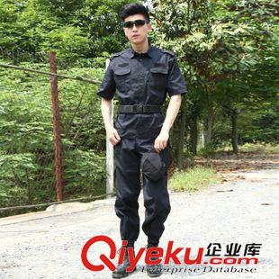 爆款熱賣 夏款短袖作訓服男 保安訓練服 特戰(zhàn)服套裝 耐磨黑色工作服