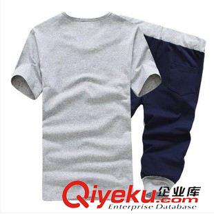 夏季套裝系列 新品上市拼色男運動休閑短袖短褲套裝青年流行舒適現(xiàn)純棉原始圖片2