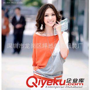 女式短袖T恤 2015新款學(xué)生裝學(xué)院女式T恤短袖拼接夏季少女大碼T恤批發(fā)代發(fā)原始圖片2