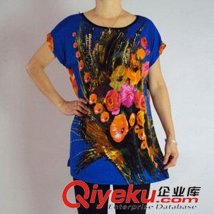 阿婆短袖衫 2015夏季中老年女裝 韓版寬松肥婆大碼蝙蝠袖女圓領T恤批發原始圖片3