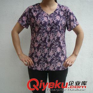 阿婆短袖衫 v領中老年阿婆服裝 新潮女開衫t恤 便宜阿里老人裝批發銷售原始圖片3