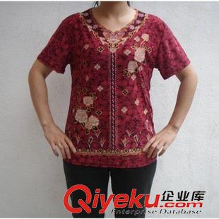 阿婆短袖衫 阿姨阿婆短袖T恤女t 圓領gd媽媽女裝 東莞中老年衣服批發基地原始圖片2