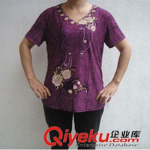 阿婆短袖衫 阿姨阿婆短袖T恤女t 圓領gd媽媽女裝 東莞中老年衣服批發基地原始圖片3