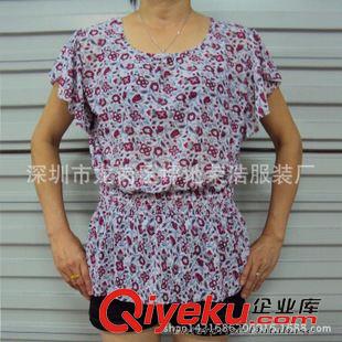 阿姨短袖衫 熱銷女裝 中老年短袖t恤 冰絲阿婆衫 清倉庫存T恤 地攤女裝貨源原始圖片3