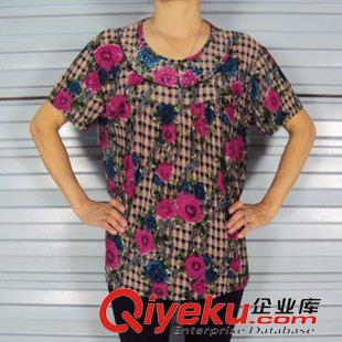 阿姨短袖衫 地攤熱賣中老年服裝花色阿婆衫 老年媽媽裝夏季低價短袖t恤批發(fā)原始圖片2
