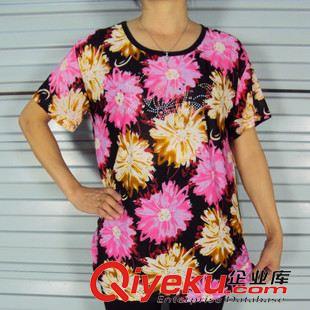 阿姨短袖衫 夏季庫存老奶奶冰絲短袖衫老太太肥婆短袖t恤便宜阿婆大促銷貨源原始圖片2