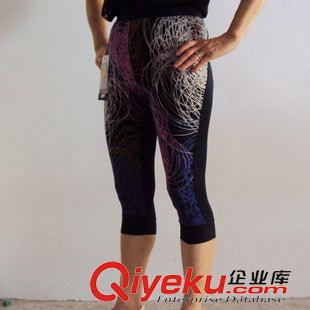 阿姨七分褲 廣州新款AB兩面阿姨褲 幾何條紋阿婆7分褲 收腿小腳包臀褲子原始圖片3