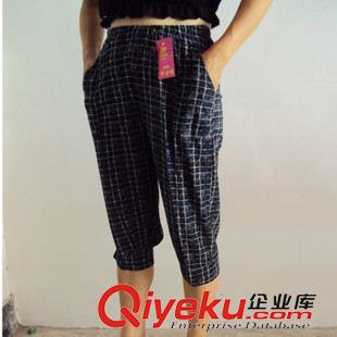 阿姨七分褲 廣州新款AB兩面阿姨褲 幾何條紋阿婆7分褲 收腿小腳包臀褲子