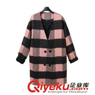 9-2 歐美街頭雙排扣格子毛呢外套 秋冬呢子大衣 初冬女新款現(xiàn)貨原始圖片2