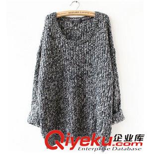 8月14日 歐美女裝慵懶風(fēng)中長(zhǎng)款套頭寬松毛衣蝙蝠袖大圓領(lǐng)顯瘦毛衣外套原始圖片3