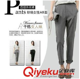 8月15日 春夏新款西褲女修身顯瘦小腳九分褲職業(yè)黑色中腰休閑褲哈倫褲原始圖片3