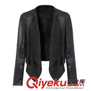 8月21日 速賣通ebay熱賣2015秋冬爆款個性PU皮流蘇短款皮衣外套女原始圖片2
