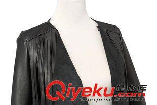 8月21日 速賣通ebay熱賣2015秋冬爆款個性PU皮流蘇短款皮衣外套女原始圖片3