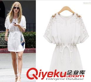 7月30日 2015夏季 新款歐洲站歐美gd大氣蕾絲短袖寬松連衣裙女裝 批發(fā)原始圖片2