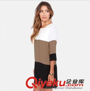 連體褲 A2014秋季新款歐美拼接寬松連衣裙女裝原始圖片2