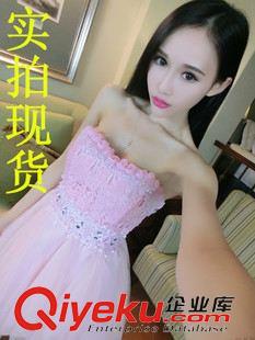 禮服 2015夏季新款名媛性感裹胸一字肩蕾絲釘珠鑲鉆修身伴娘禮服連衣裙