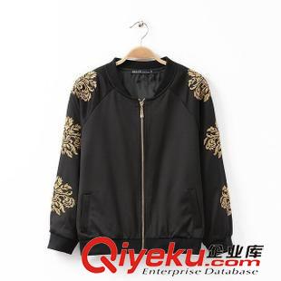 外套、大衣、西裝 2015秋裝新款歐美dp重工刺繡夾克開衫休閑棒球服女短外套原始圖片3