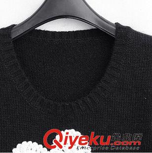 運(yùn)動休閑套裝 歐洲站歐美大碼女裝2015秋冬新款大花朵套頭毛衣高腰百褶短裙裝套原始圖片3