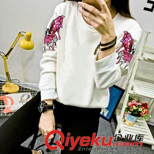 八月新款系列 2015秋季新款大碼女裝寬松圓領(lǐng)長袖復(fù)古衛(wèi)衣薄款黑色